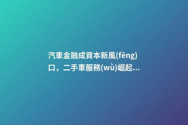 汽車金融成資本新風(fēng)口，二手車服務(wù)崛起！